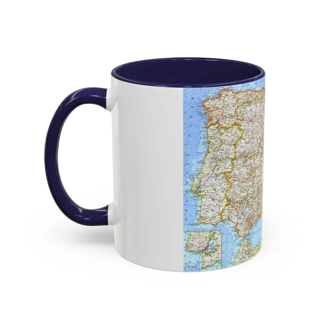 Spain and Portugal (1965) (Map) Accent Coffee Mug - Go Mug Yourself