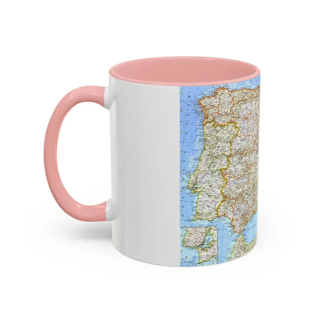 Spain and Portugal (1965) (Map) Accent Coffee Mug - Go Mug Yourself