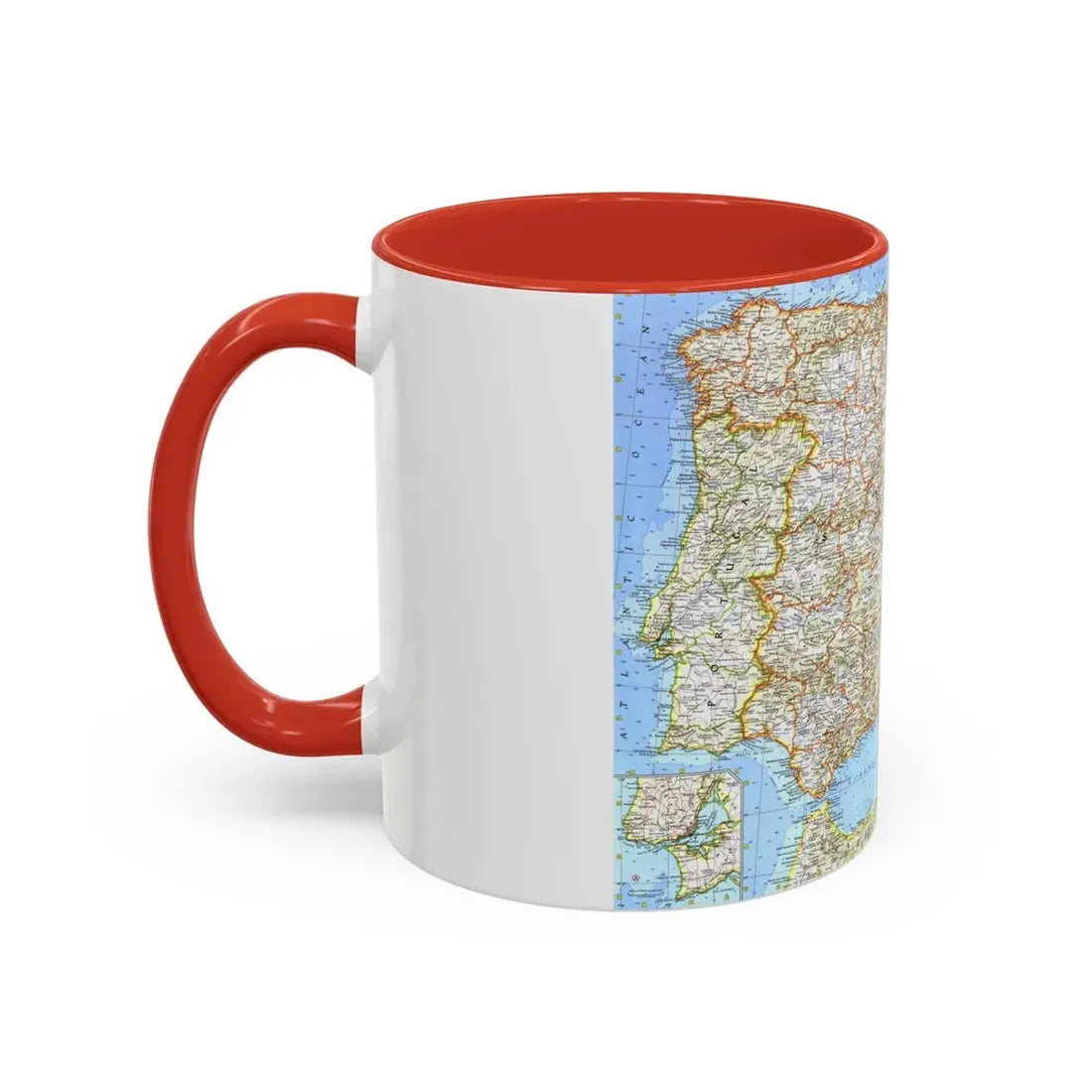 Spain and Portugal (1965) (Map) Accent Coffee Mug - Go Mug Yourself