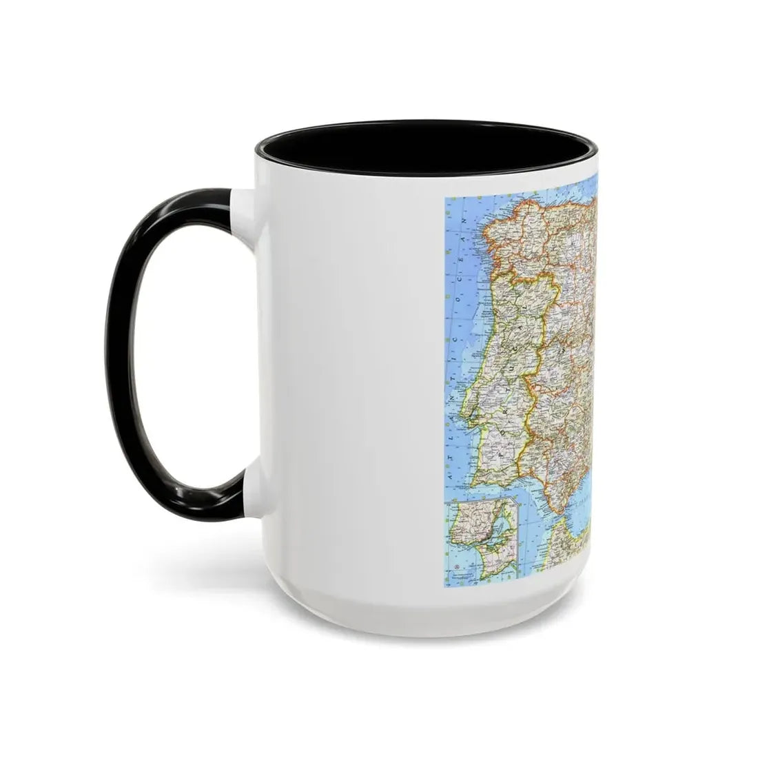 Spain and Portugal (1965) (Map) Accent Coffee Mug - Go Mug Yourself