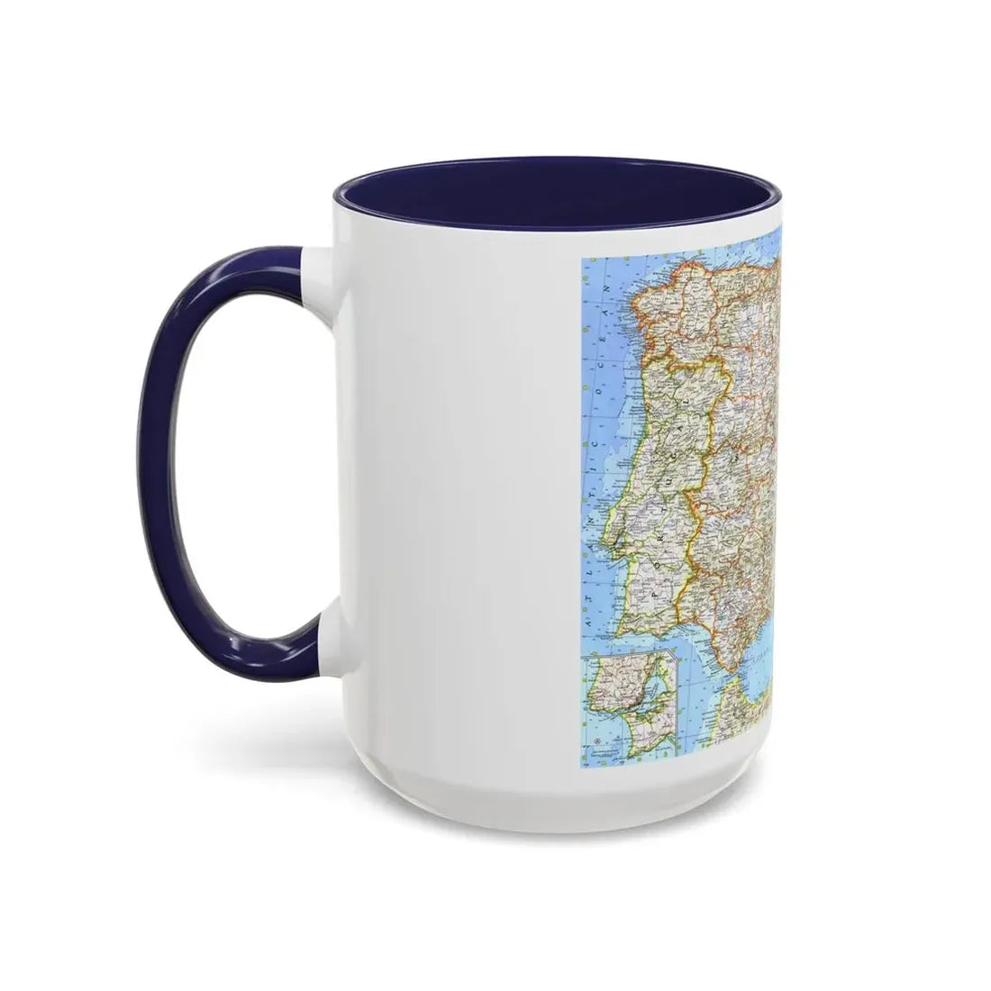 Spain and Portugal (1965) (Map) Accent Coffee Mug - Go Mug Yourself
