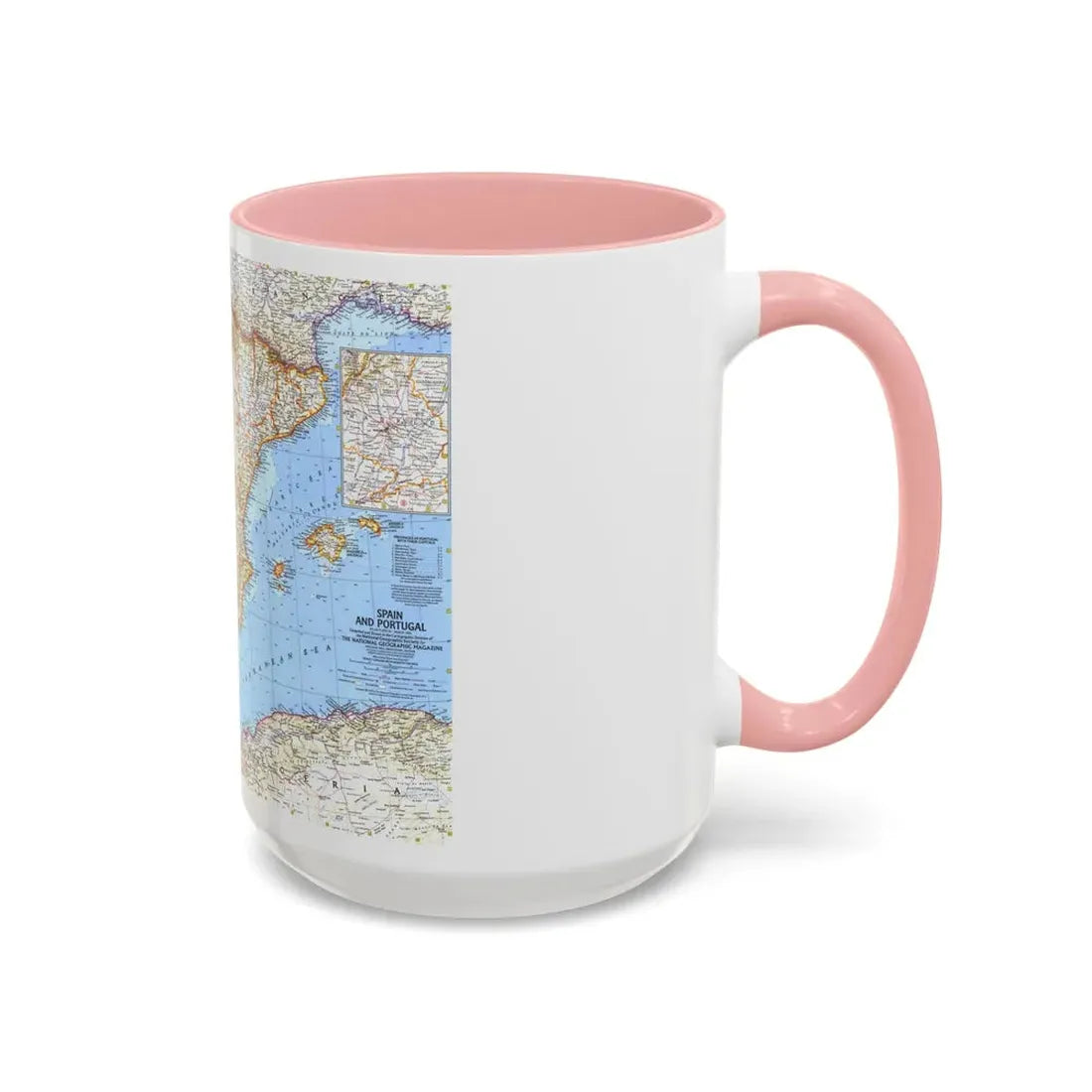 Spain and Portugal (1965) (Map) Accent Coffee Mug - Go Mug Yourself