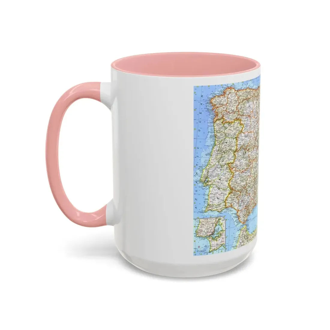 Spain and Portugal (1965) (Map) Accent Coffee Mug - Go Mug Yourself