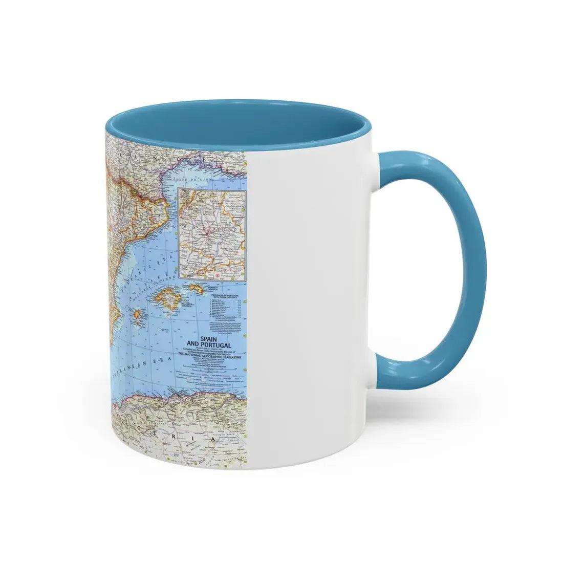 Spain and Portugal (1965) (Map) Accent Coffee Mug - Go Mug Yourself