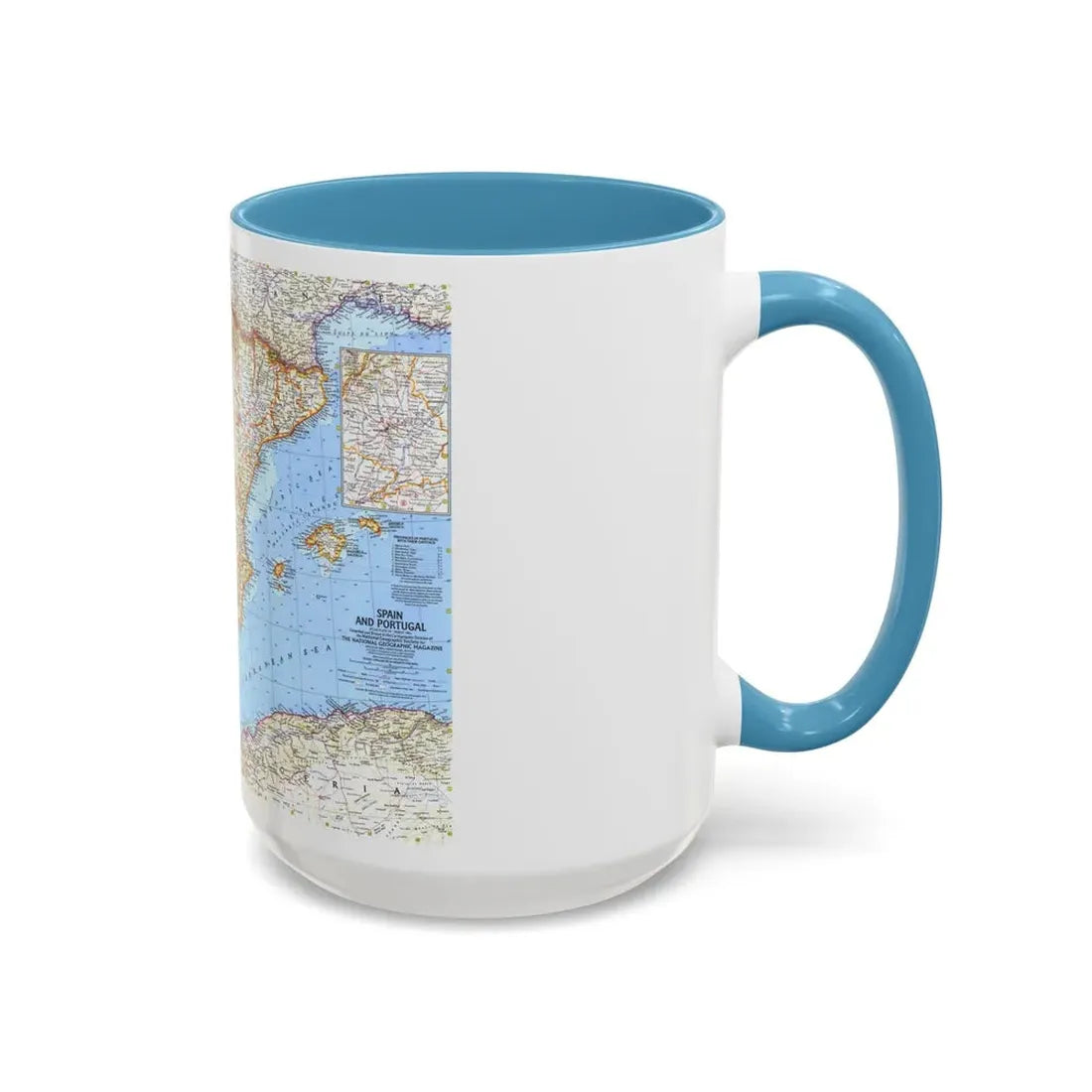 Spain and Portugal (1965) (Map) Accent Coffee Mug - Go Mug Yourself