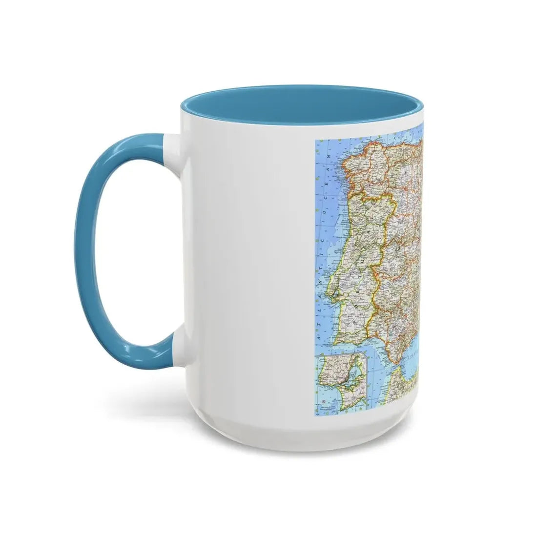 Spain and Portugal (1965) (Map) Accent Coffee Mug - Go Mug Yourself