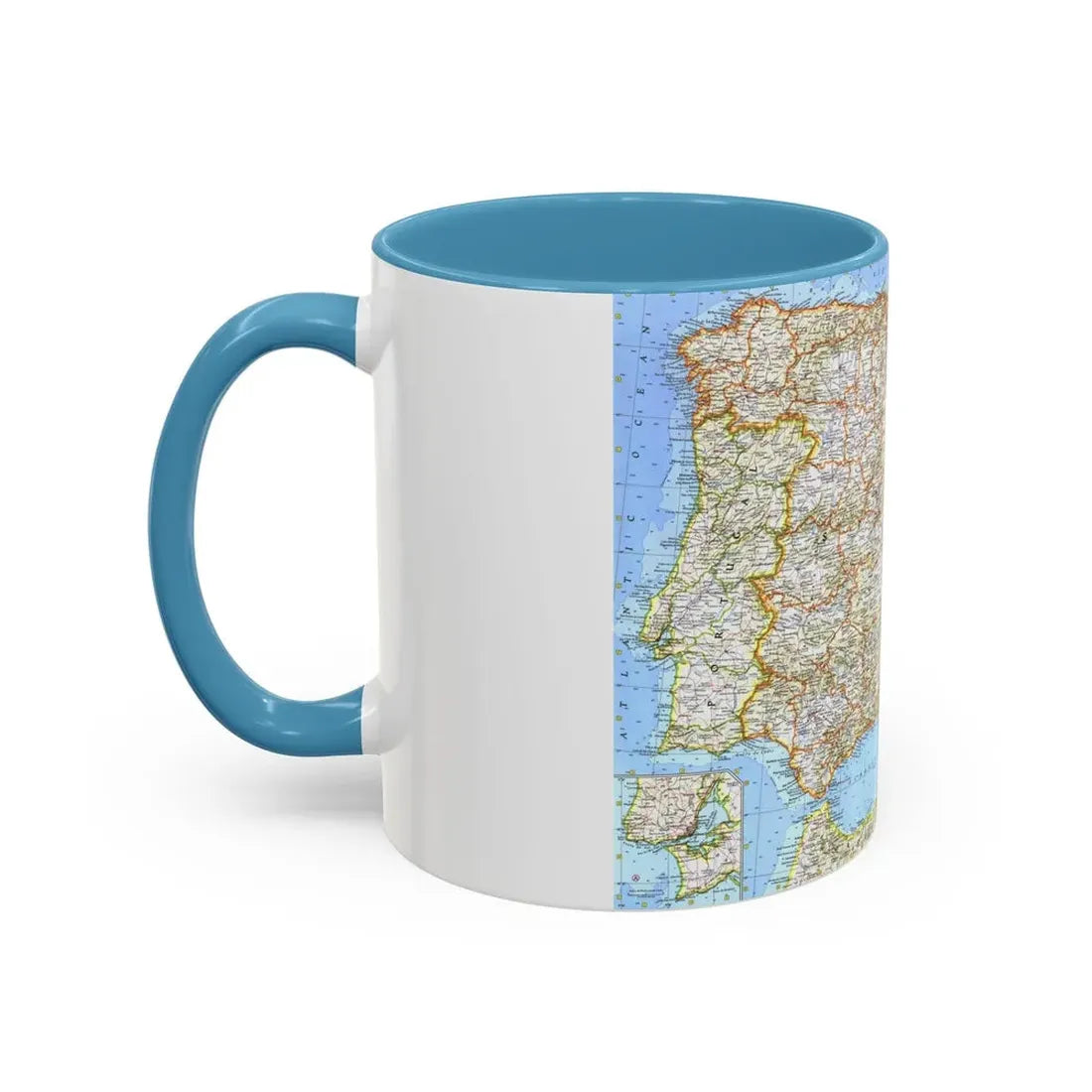 Spain and Portugal (1965) (Map) Accent Coffee Mug - Go Mug Yourself