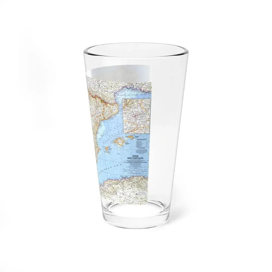 Spain and Portugal (1965) (Map) Pint Glass 16oz - Go Mug Yourself
