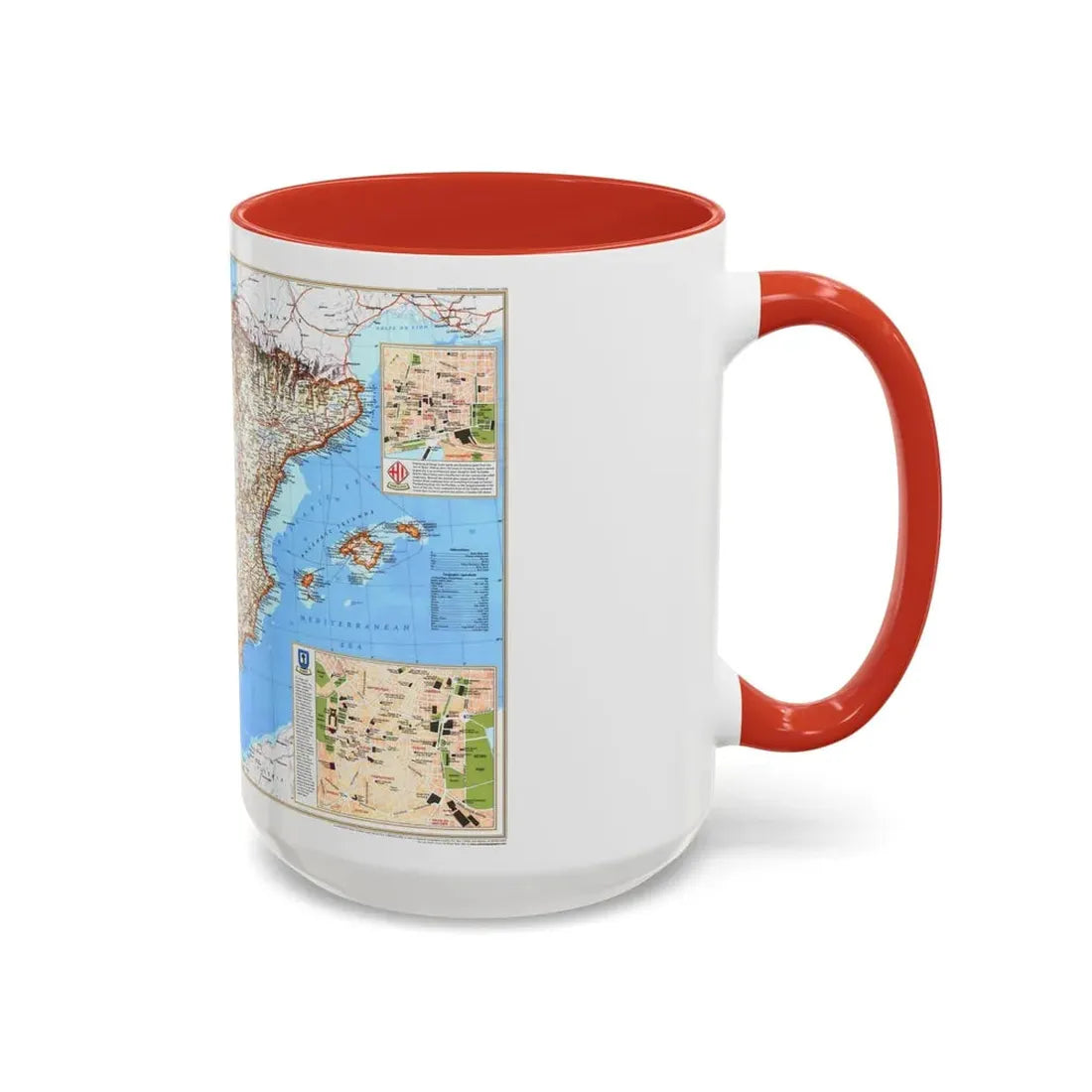 Spain and Portugal (1998) (Map) Accent Coffee Mug - Go Mug Yourself