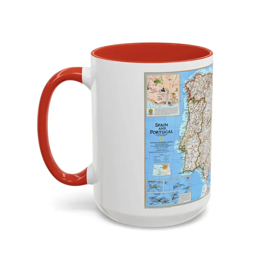 Spain and Portugal (1998) (Map) Accent Coffee Mug - Go Mug Yourself
