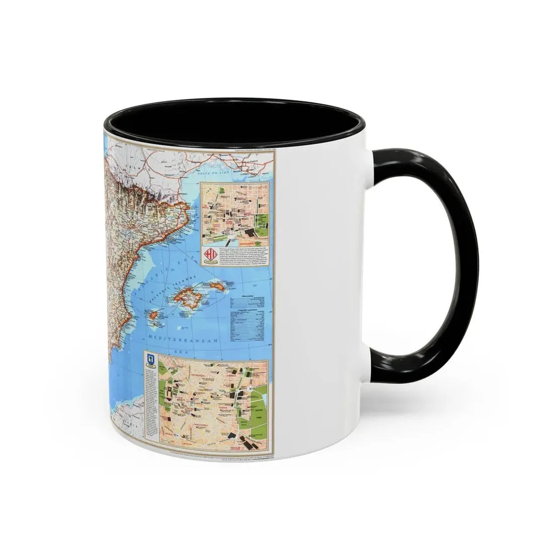 Spain and Portugal (1998) (Map) Accent Coffee Mug - Go Mug Yourself