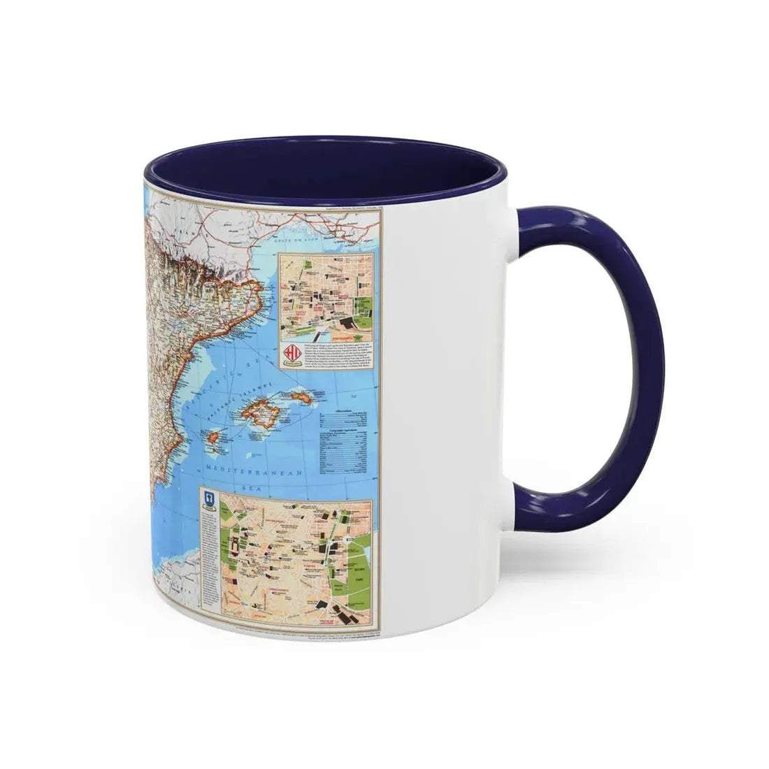 Spain and Portugal (1998) (Map) Accent Coffee Mug - Go Mug Yourself