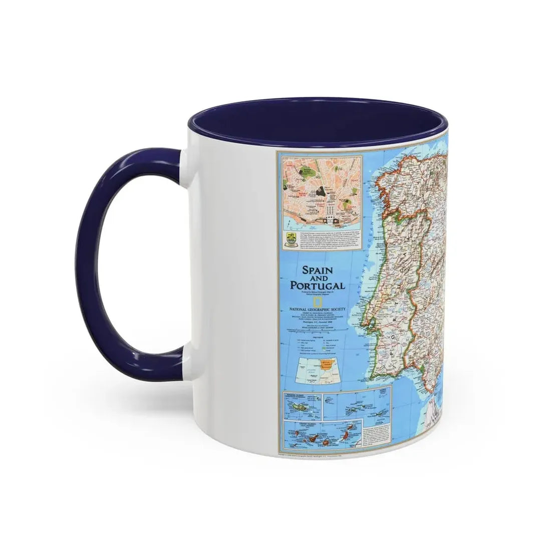 Spain and Portugal (1998) (Map) Accent Coffee Mug - Go Mug Yourself