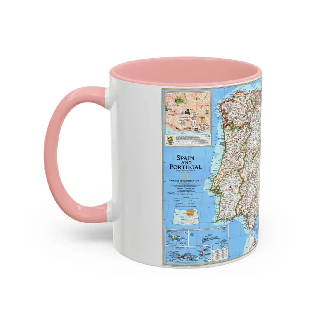 Spain and Portugal (1998) (Map) Accent Coffee Mug - Go Mug Yourself