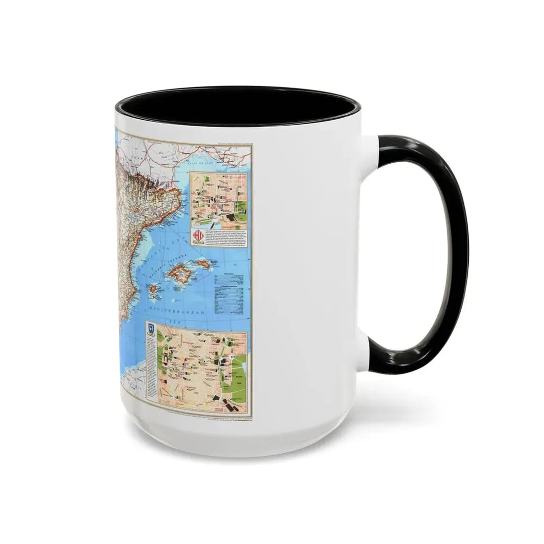 Spain and Portugal (1998) (Map) Accent Coffee Mug - Go Mug Yourself