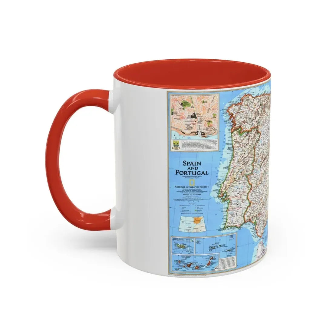 Spain and Portugal (1998) (Map) Accent Coffee Mug - Go Mug Yourself