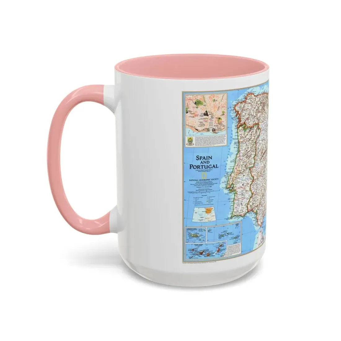 Spain and Portugal (1998) (Map) Accent Coffee Mug - Go Mug Yourself