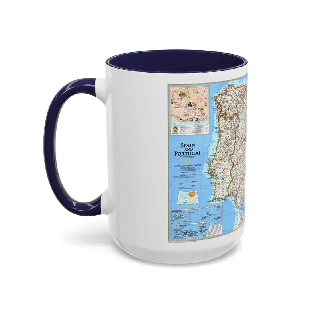 Spain and Portugal (1998) (Map) Accent Coffee Mug - Go Mug Yourself