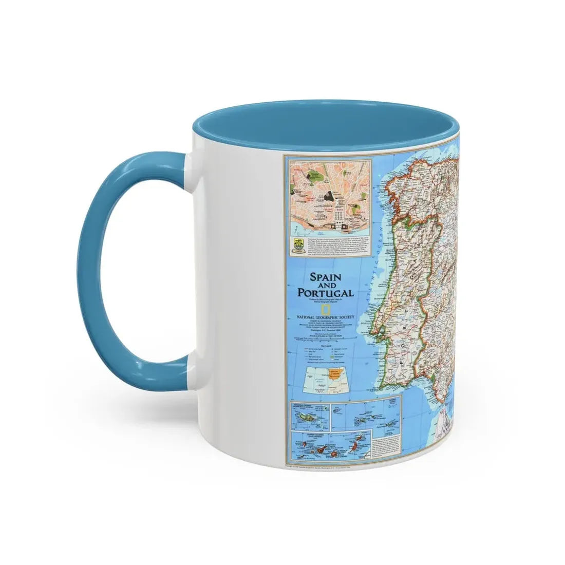 Spain and Portugal (1998) (Map) Accent Coffee Mug - Go Mug Yourself