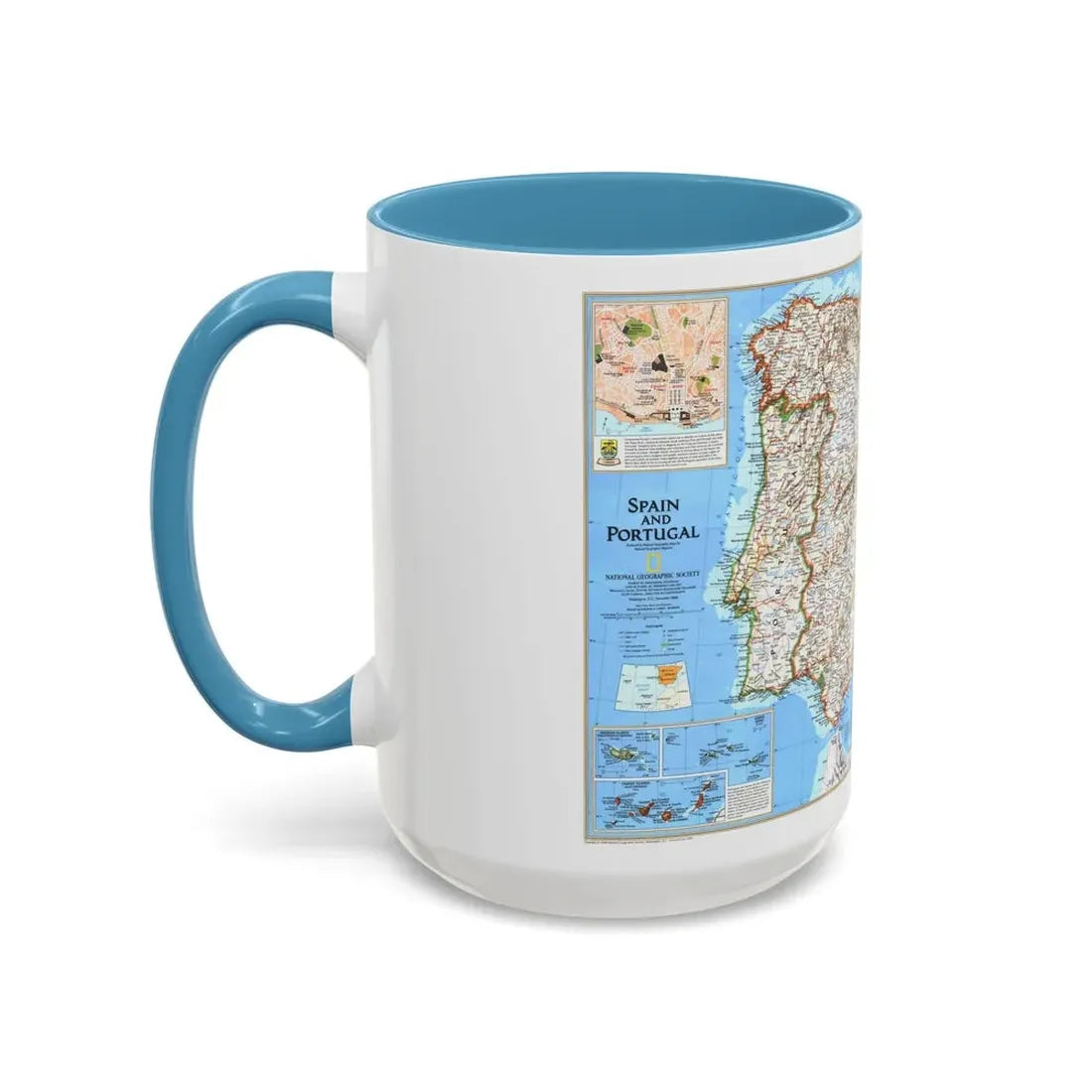 Spain and Portugal (1998) (Map) Accent Coffee Mug - Go Mug Yourself