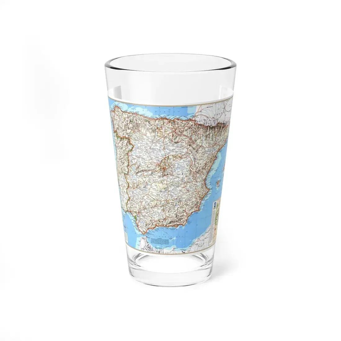 Spain and Portugal (1998) (Map) Pint Glass 16oz 16oz - Go Mug Yourself