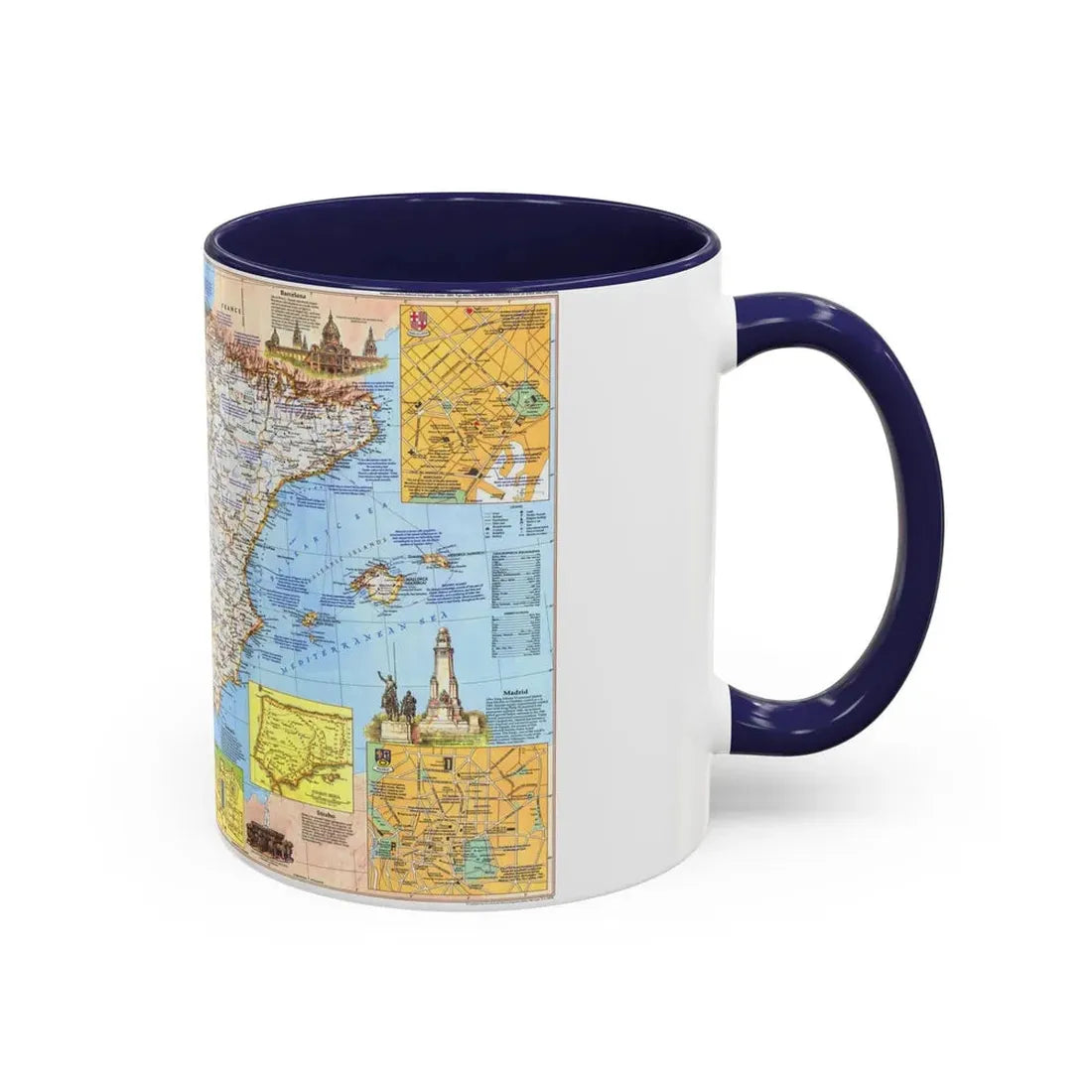 Spain and Portugal - A Traveller's Map 1 (1984) (Map) Accent Coffee Mug - Go Mug Yourself