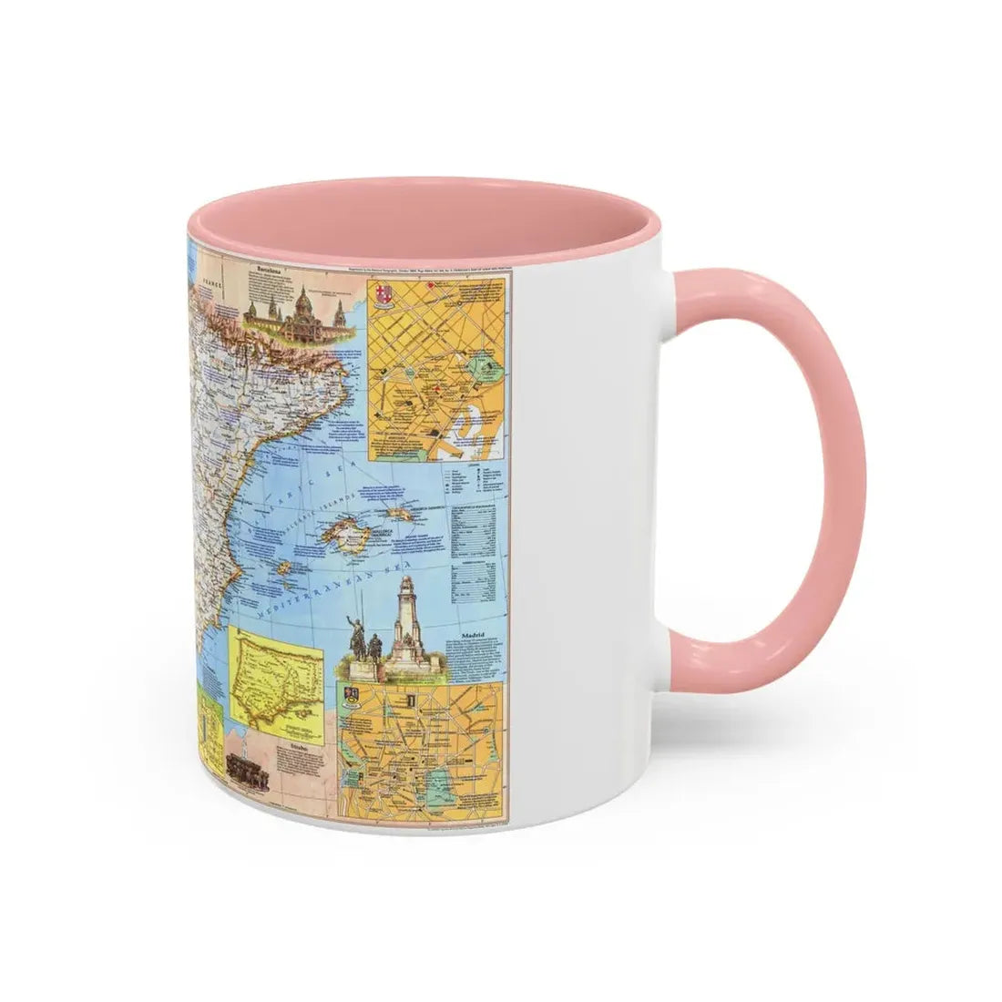 Spain and Portugal - A Traveller's Map 1 (1984) (Map) Accent Coffee Mug - Go Mug Yourself