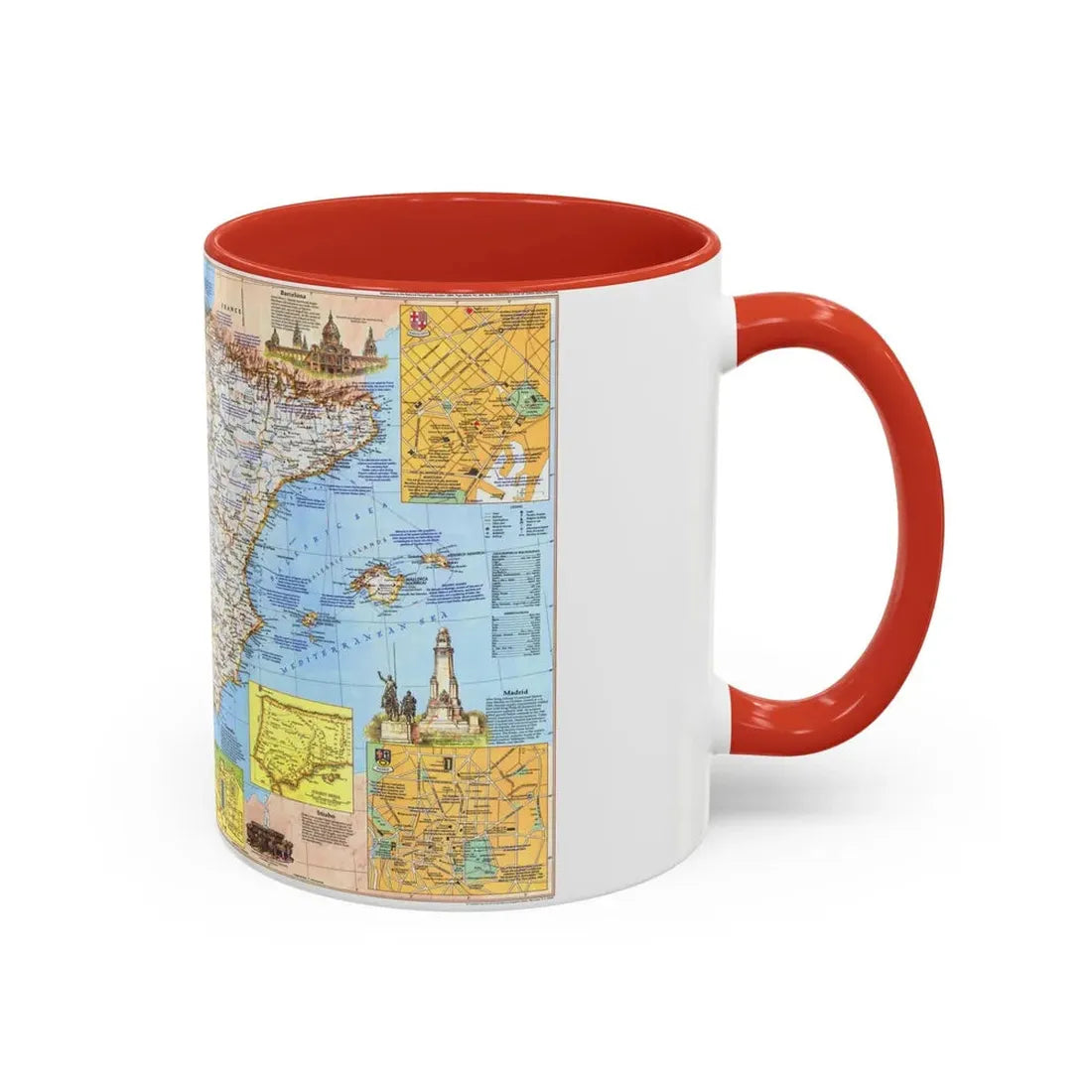 Spain and Portugal - A Traveller's Map 1 (1984) (Map) Accent Coffee Mug - Go Mug Yourself