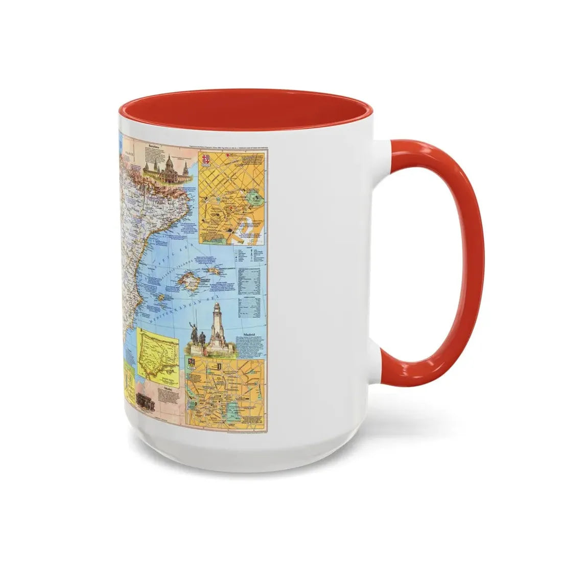 Spain and Portugal - A Traveller's Map 1 (1984) (Map) Accent Coffee Mug - Go Mug Yourself