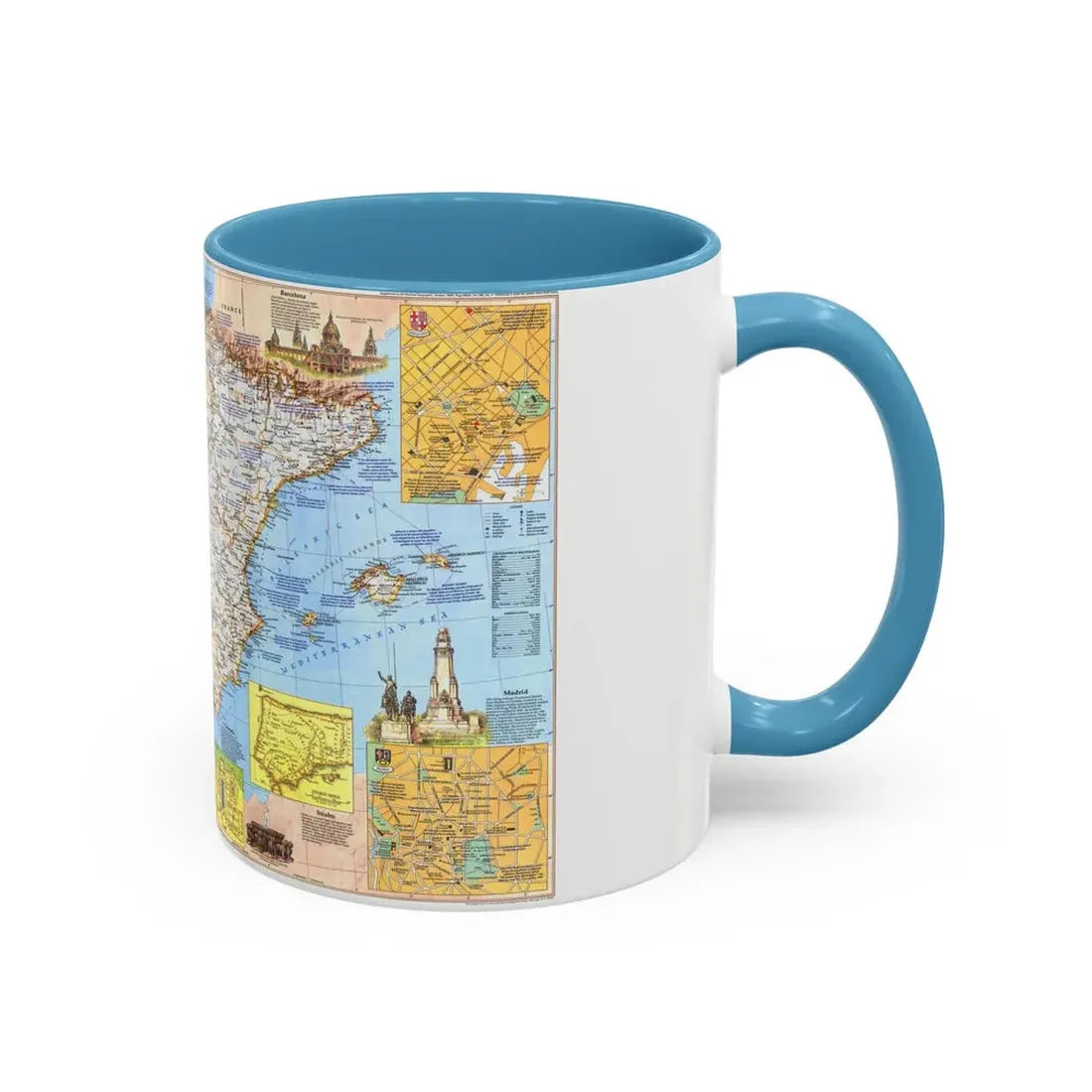 Spain and Portugal - A Traveller's Map 1 (1984) (Map) Accent Coffee Mug - Go Mug Yourself