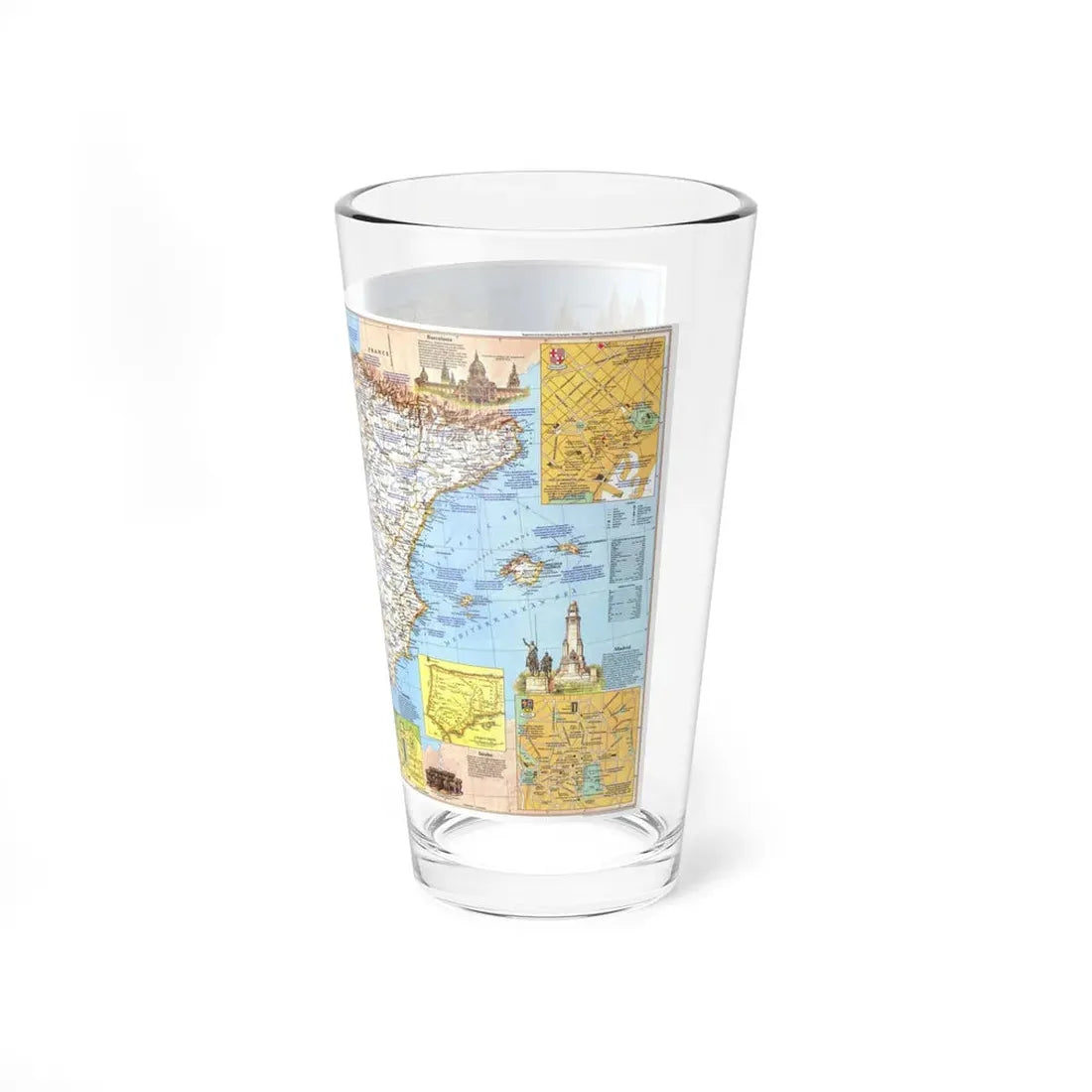 Spain and Portugal - A Traveller's Map 1 (1984) (Map) Pint Glass 16oz - Go Mug Yourself