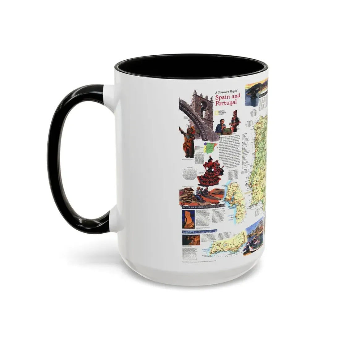 Spain and Portugal - A Traveller's Map (1998) (Map) Accent Coffee Mug - Go Mug Yourself
