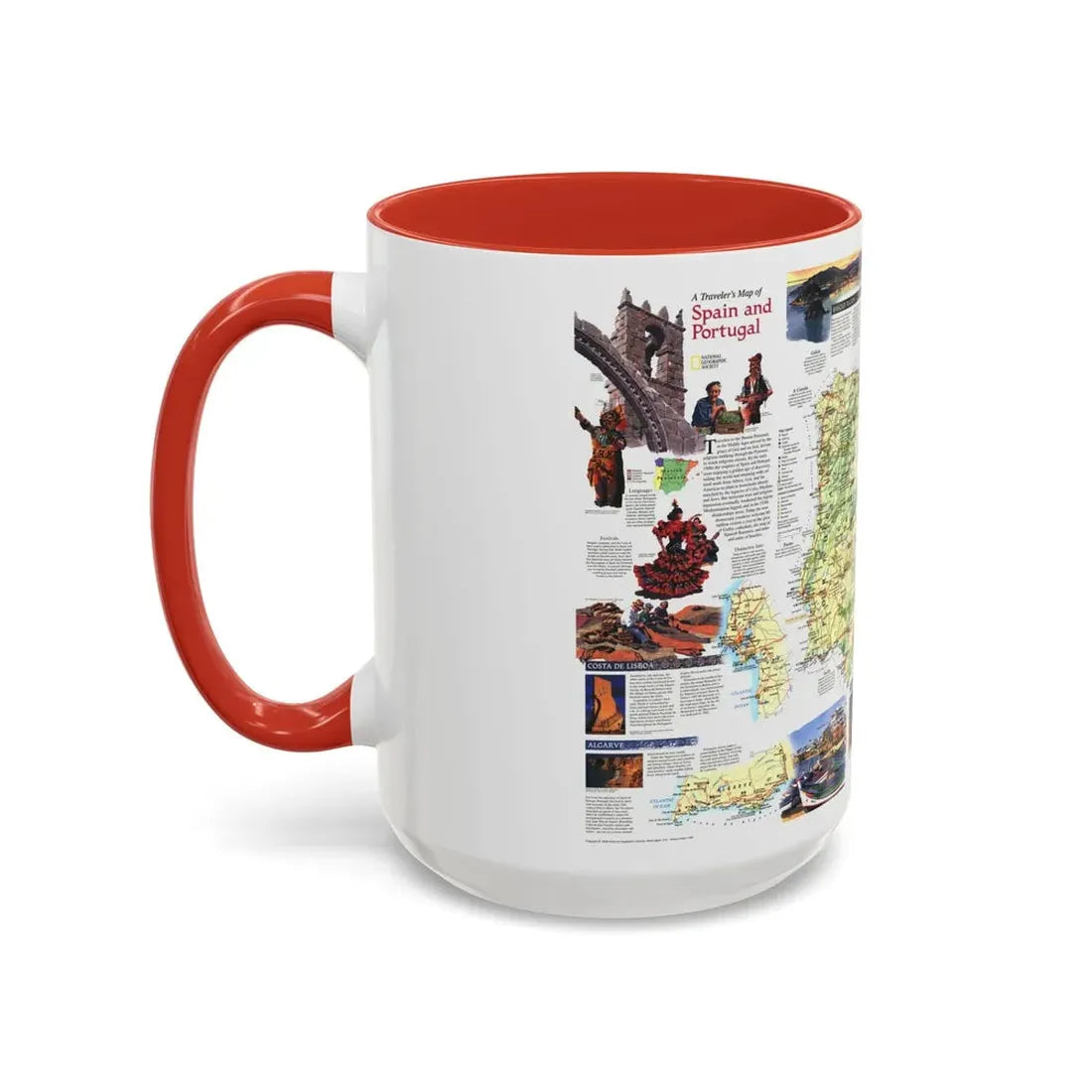 Spain and Portugal - A Traveller's Map (1998) (Map) Accent Coffee Mug - Go Mug Yourself