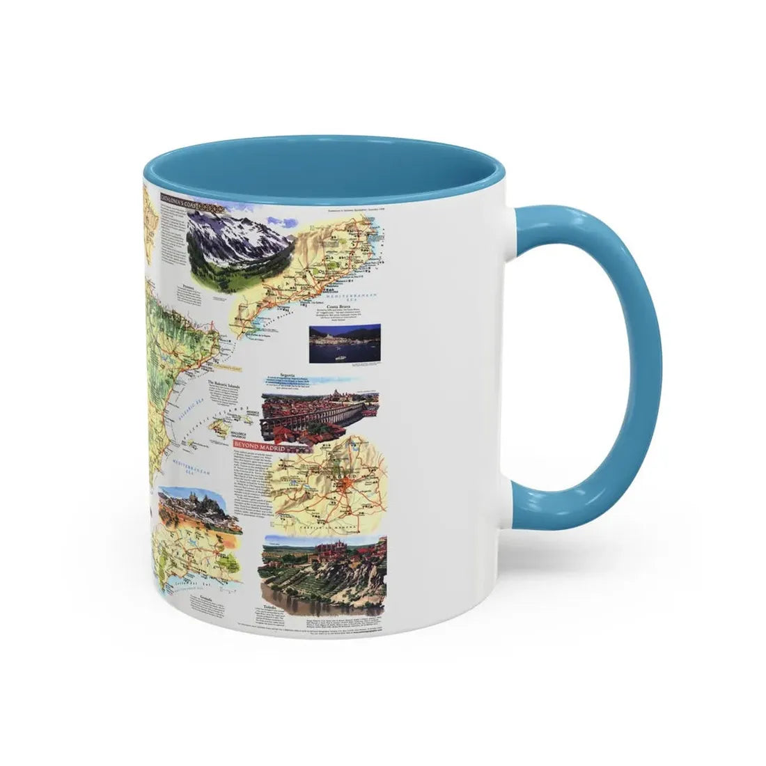 Spain and Portugal - A Traveller's Map (1998) (Map) Accent Coffee Mug - Go Mug Yourself
