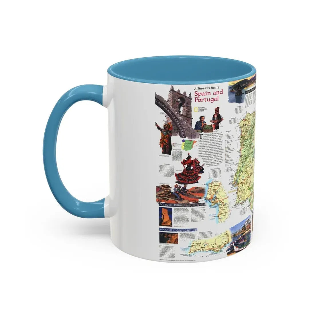 Spain and Portugal - A Traveller's Map (1998) (Map) Accent Coffee Mug - Go Mug Yourself