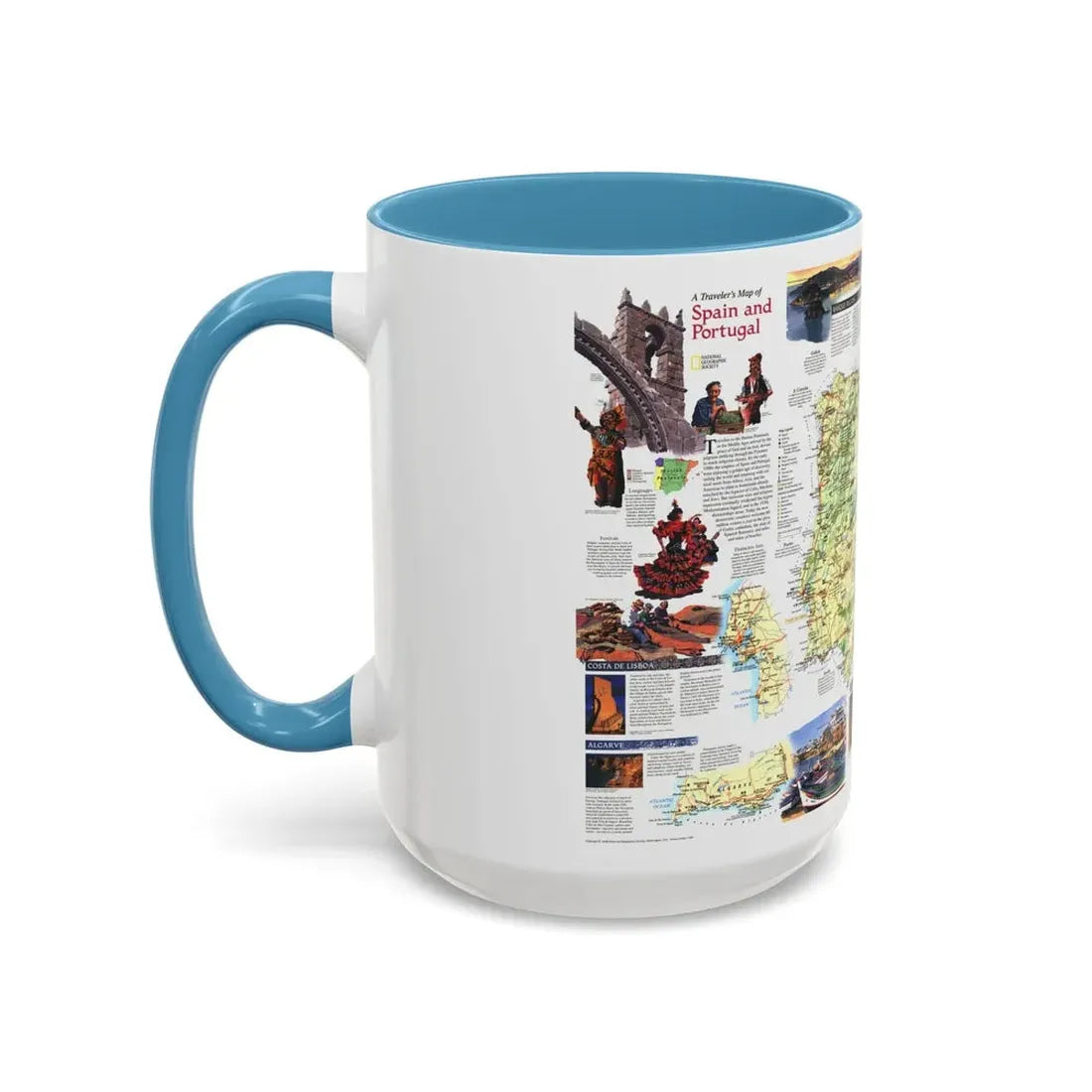 Spain and Portugal - A Traveller's Map (1998) (Map) Accent Coffee Mug - Go Mug Yourself