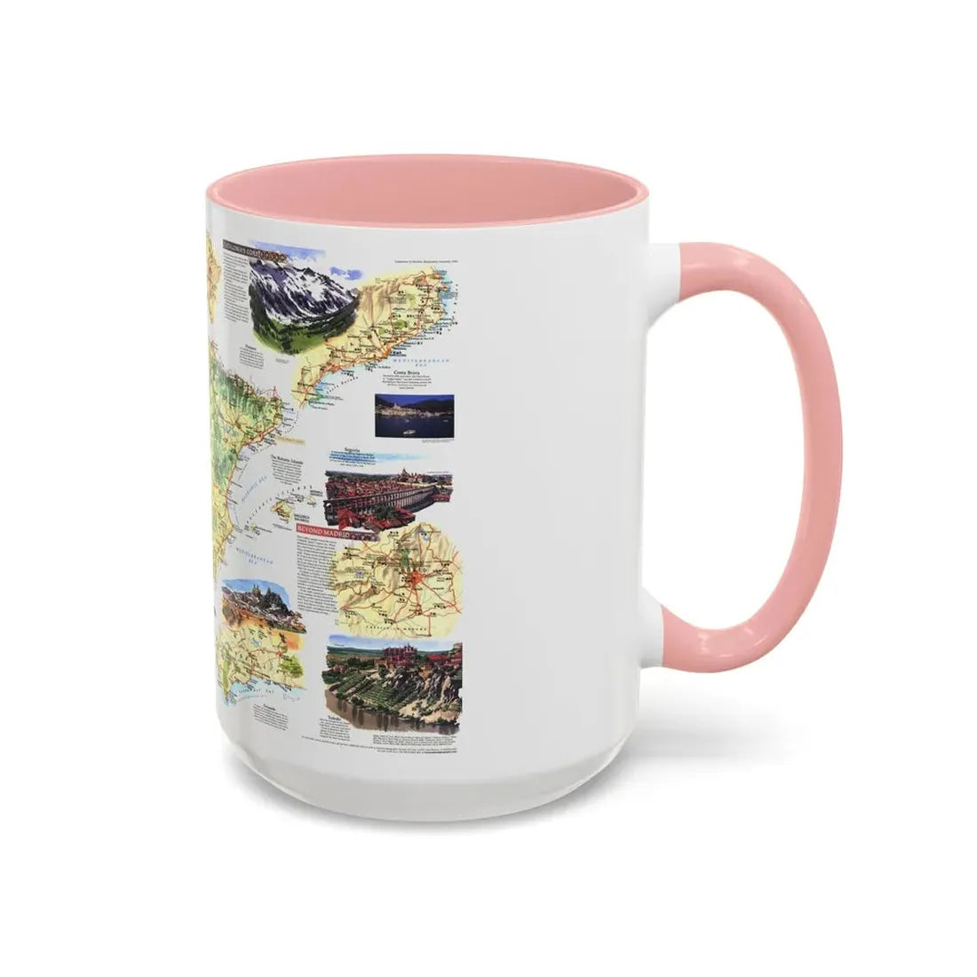 Spain and Portugal - A Traveller's Map (1998) (Map) Accent Coffee Mug - Go Mug Yourself