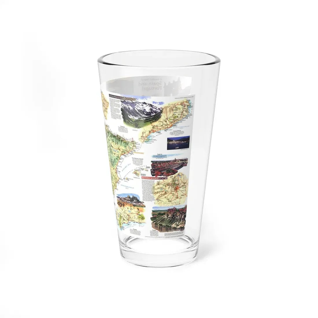 Spain and Portugal - A Traveller's Map (1998) (Map) Pint Glass 16oz - Go Mug Yourself