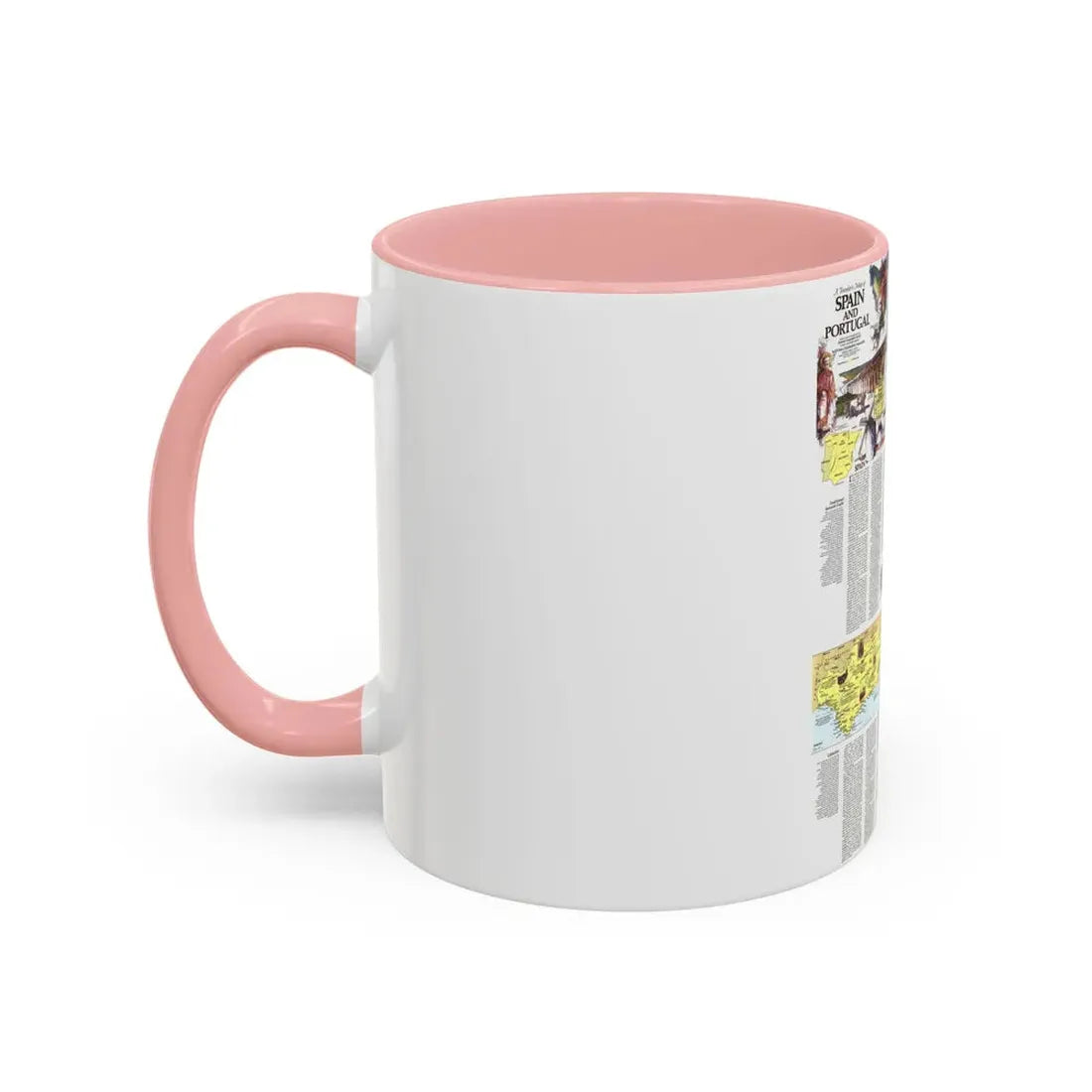 Spain and Portugal - A Traveller's Map 2 (1984) (Map) Accent Coffee Mug - Go Mug Yourself