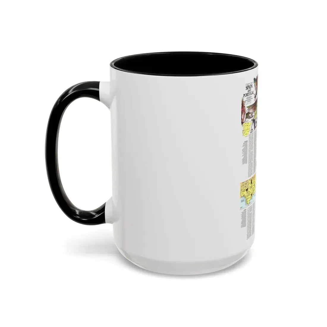 Spain and Portugal - A Traveller's Map 2 (1984) (Map) Accent Coffee Mug - Go Mug Yourself