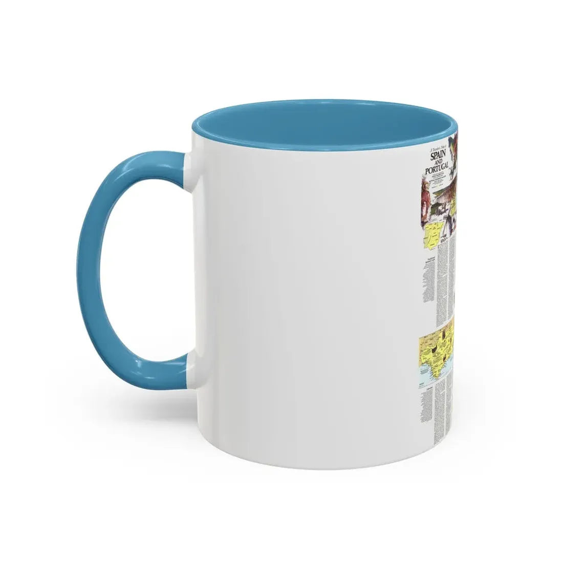 Spain and Portugal - A Traveller's Map 2 (1984) (Map) Accent Coffee Mug - Go Mug Yourself