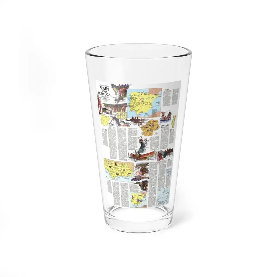 Spain and Portugal - A Traveller's Map 2 (1984) (Map) Pint Glass 16oz 16oz - Go Mug Yourself