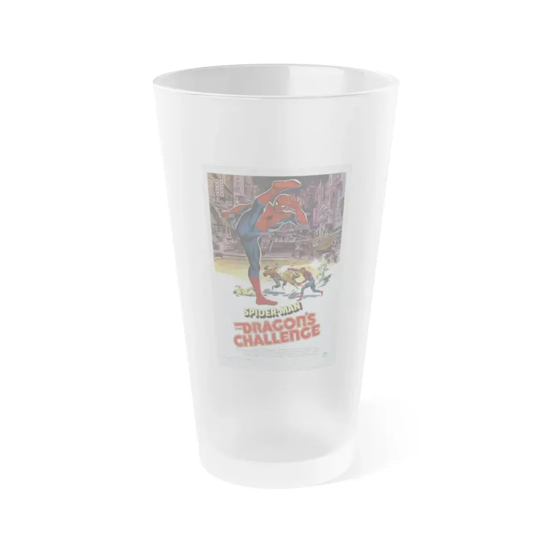 SPIDERMAN THE DRAGON'S CHALLENGE 1979 Movie Poster - Frosted Pint Glass 16oz - Go Mug Yourself