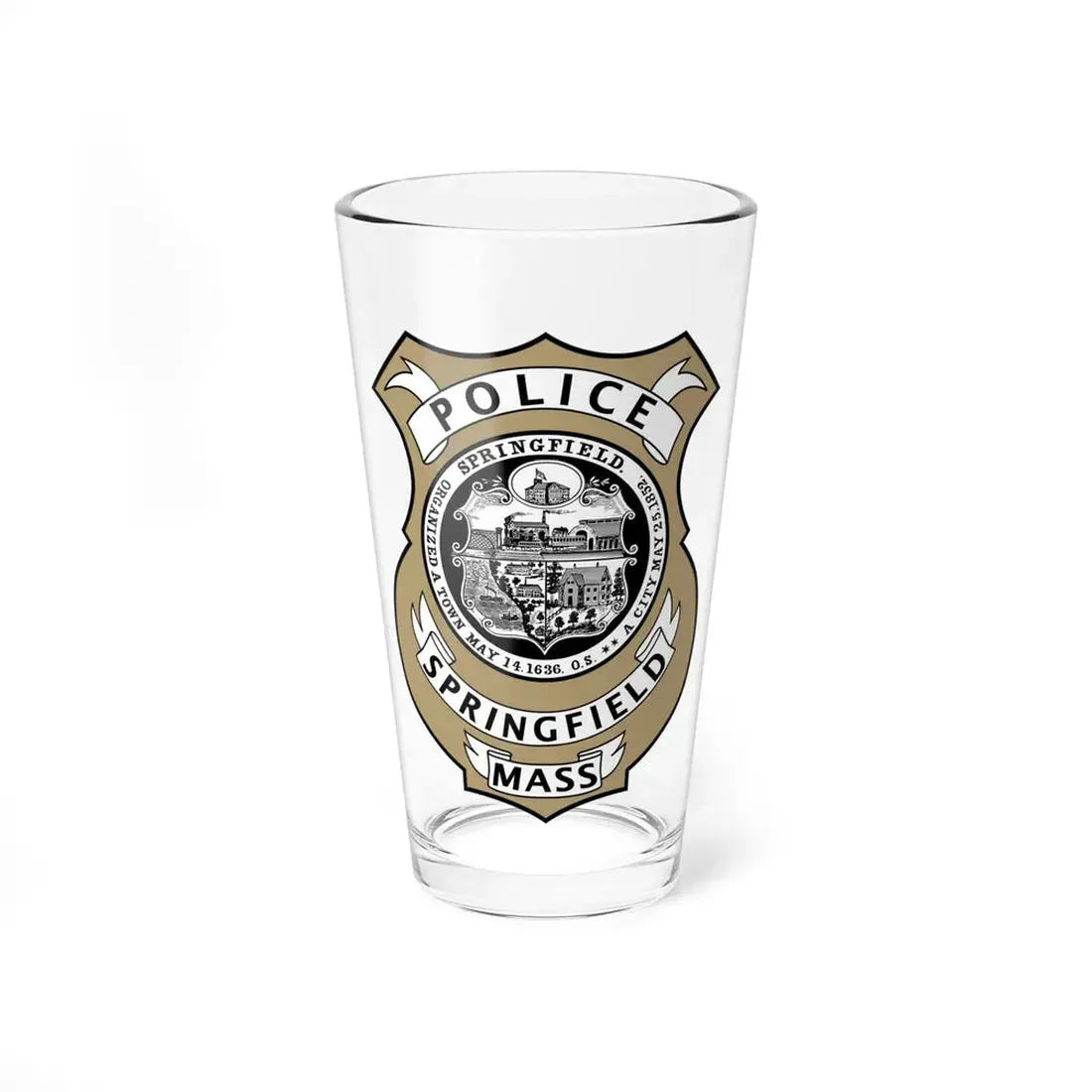 Springfield Police Department Massachusetts - Pint Glass 16oz 16oz - Go Mug Yourself