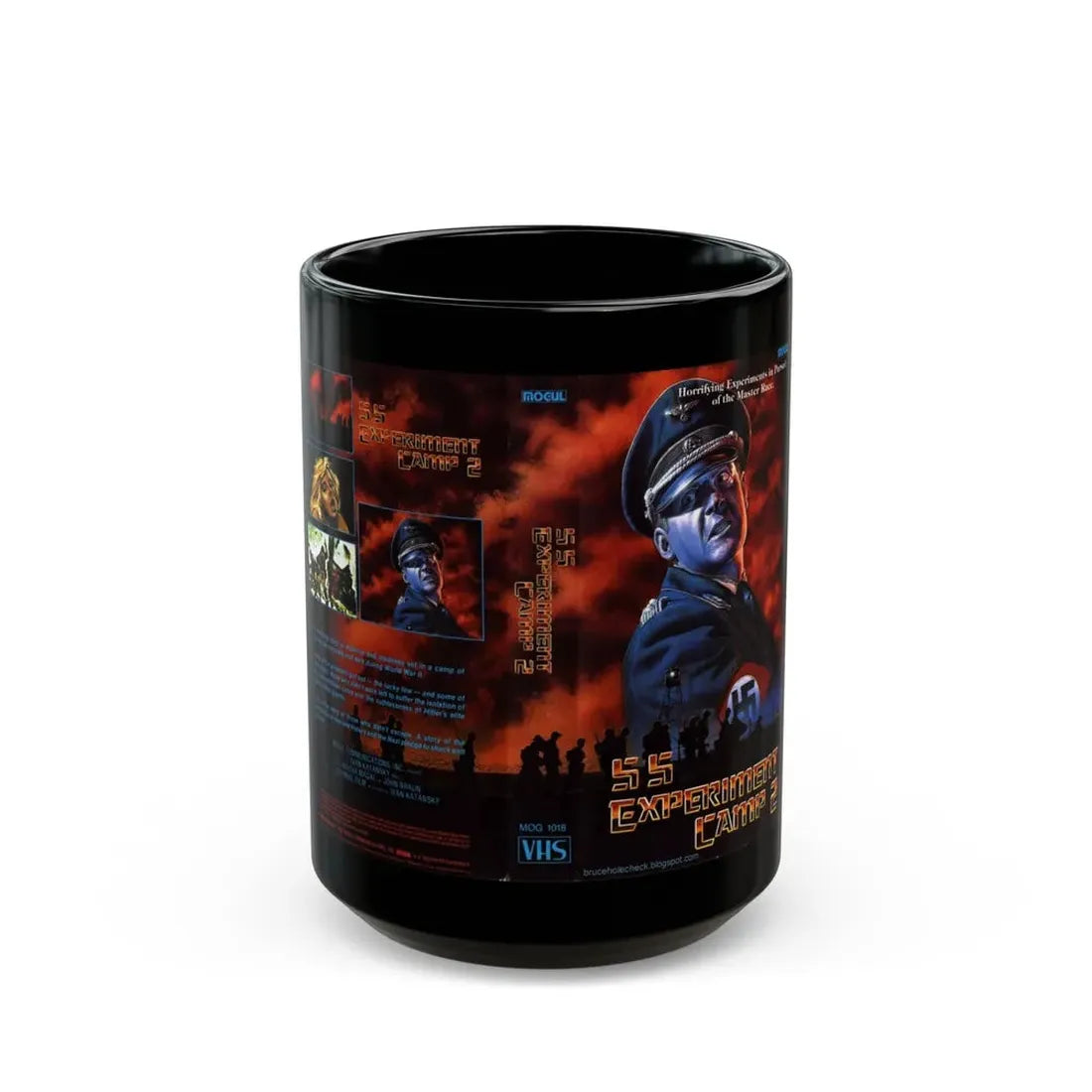 SS EXPERIMENT CAMP NAZI EXPLOITATION (VHS COVER) - Black Coffee Mug 15oz - Go Mug Yourself