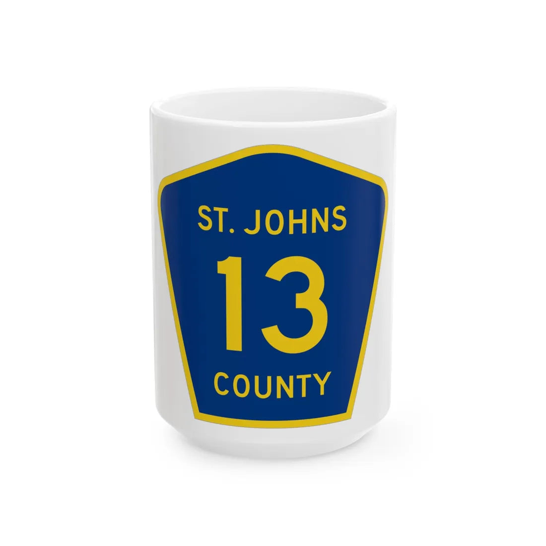 St. Johns County 13 (Florida) (Road Sign) White Coffee Mug 15oz - Go Mug Yourself