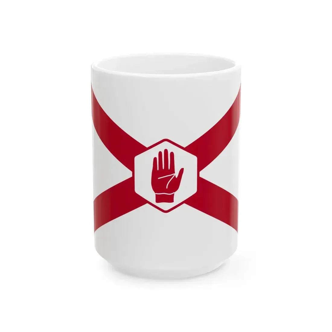 St. Patricks Northern Ireland Flag Hexagon (Ireland) White Coffee Mug 15oz - Go Mug Yourself