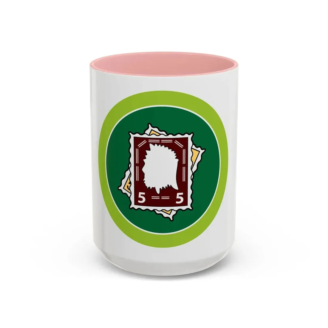 Stamp Collecting (Boy Scout Merit Badge) Accent Coffee Mug 15oz Pink - Go Mug Yourself