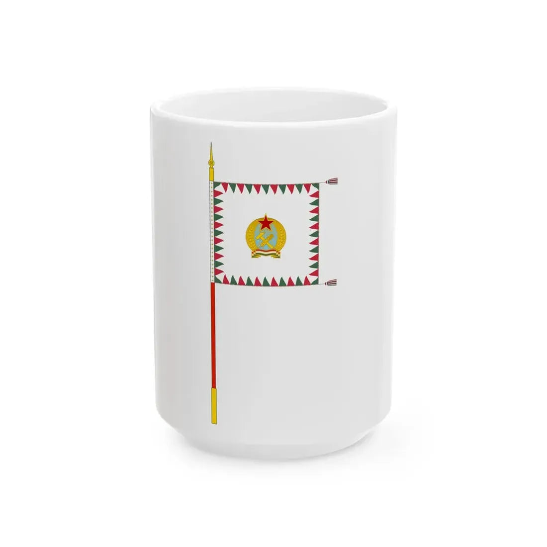 Standard for motorised rifle regiments of the Hungarian Defence Forces 1949-1950 with staff (Hungary) White Coffee Mug 15oz - Go Mug Yourself