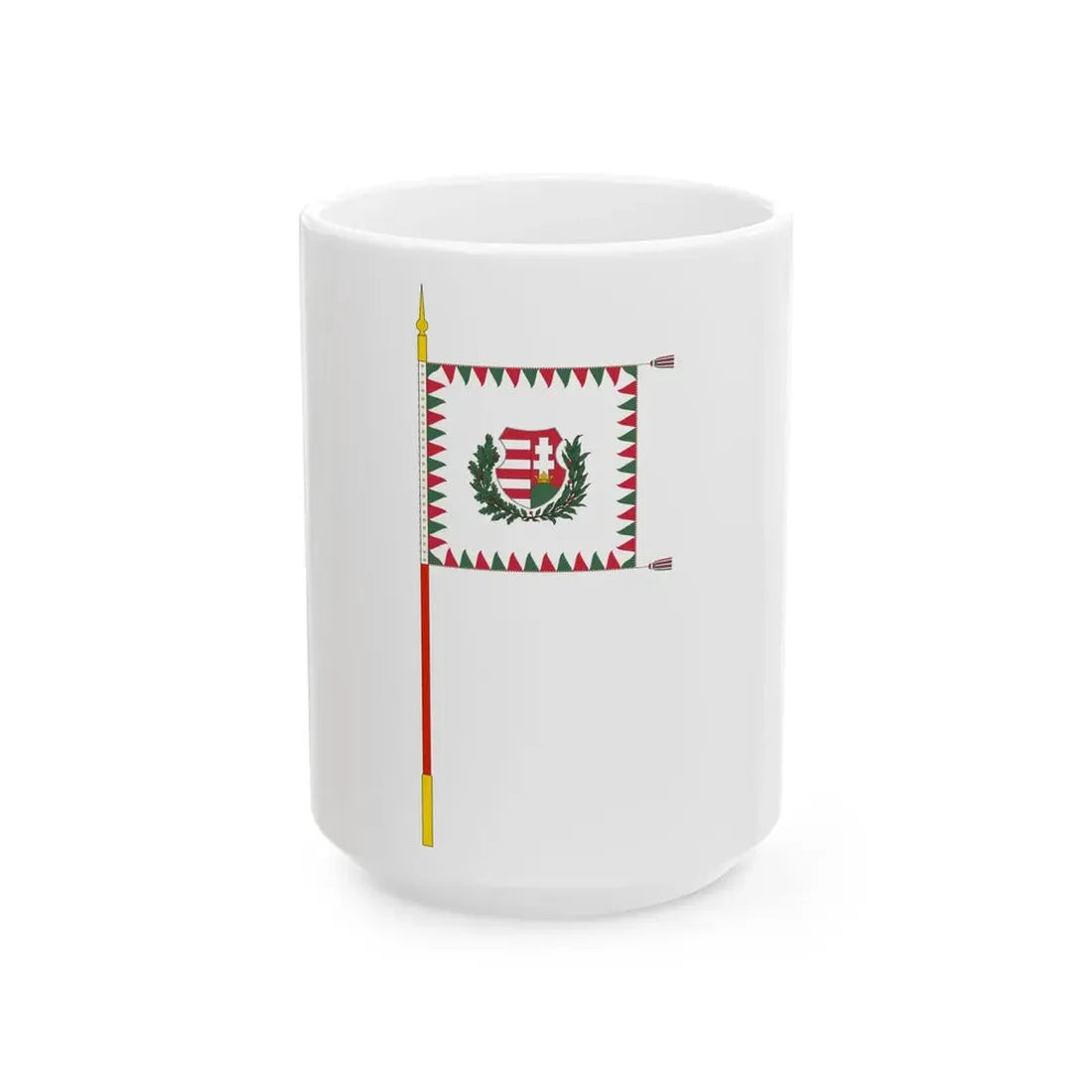 Standard for motorised rifle regiments of the Hungarian Defence Forces 1949 with staff (Hungary) White Coffee Mug 15oz - Go Mug Yourself